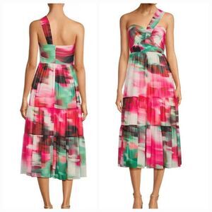 NEW Badgley Mischka Belle Remi Georgette One Strap Midi Dress Size NWT 0 2 4 6 8